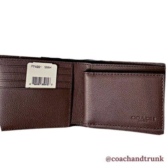 COACH Leather 3 in 1 Wallet Compact Mahogany NWT - Picture 8 of 11